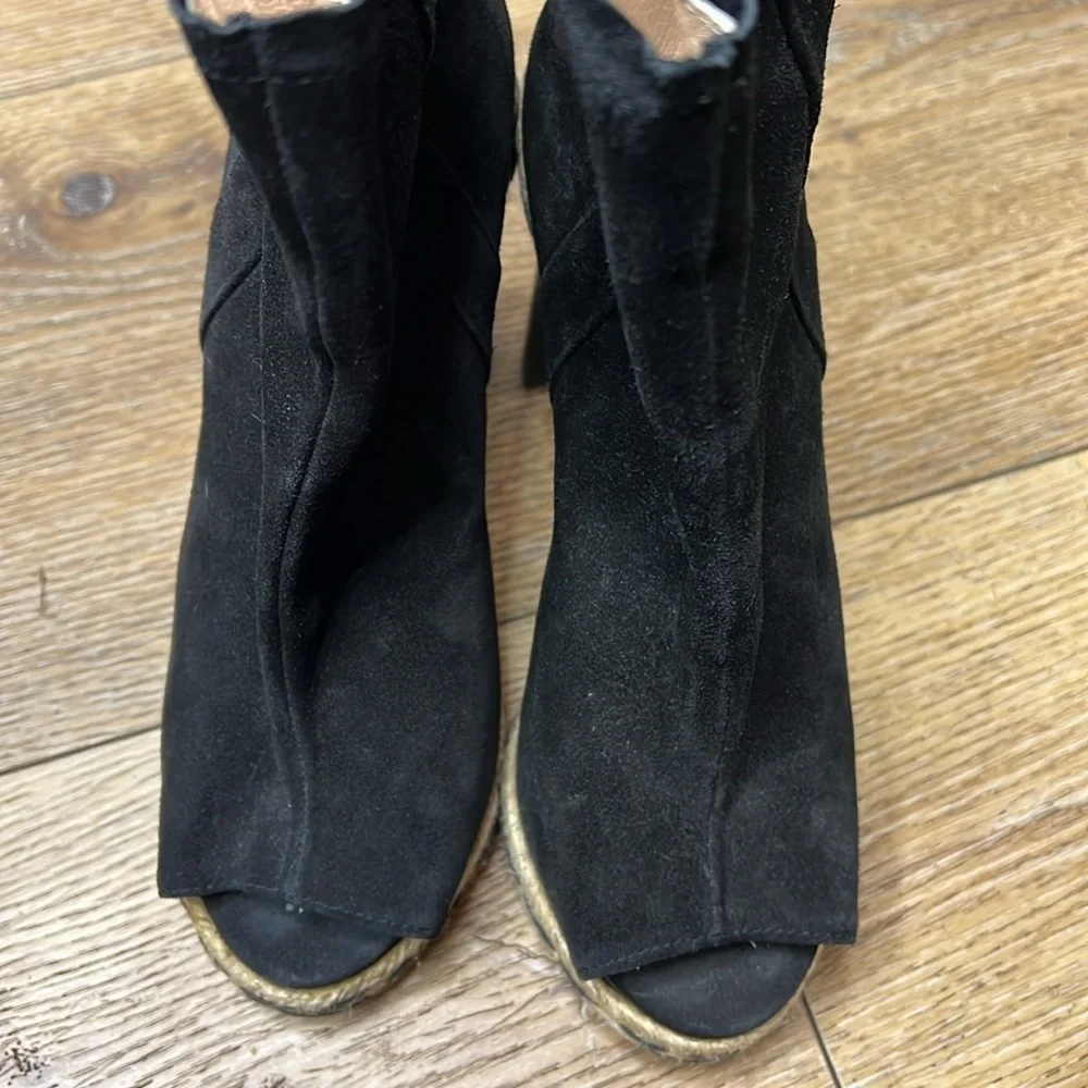Opening Ceremony Black Suede Open Toe Booties Size 37/7